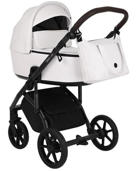 Детская коляска Roan Bass Next Кожа 3 в 1 с автокреслом Tutis Elo Lux EduSky Black RN081/1 White