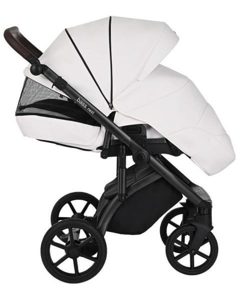 Детская коляска Roan Bass Next Кожа 3 в 1 с автокреслом Tutis Elo Lux EduSky Black RN081/1 White