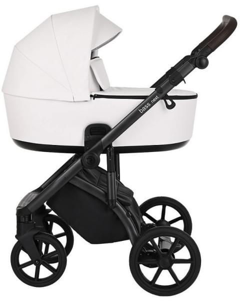 Детская коляска Roan Bass Next Кожа 3 в 1 с автокреслом Tutis Elo Lux EduSky Black RN081/1 White