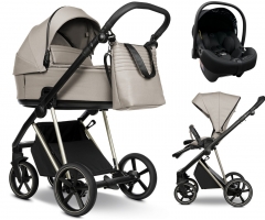 Детская коляска Roan Sol Vintage Luxury 3 в 1 с автокреслом Tutis Elo Lux EduSky Black VIN 06/HZ Hazel/Champagne/руч.Black