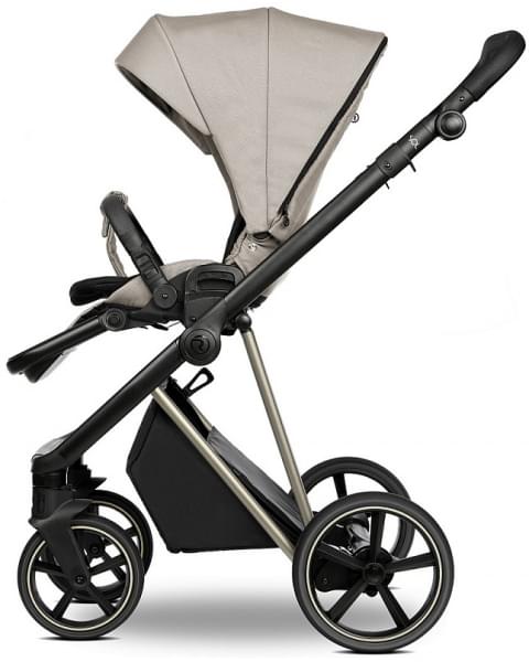 Детская коляска Roan Sol Vintage Luxury 3 в 1 с автокреслом Tutis Elo Lux EduSky Black VIN 06/HZ Hazel/Champagne/руч.Black