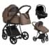 Детская коляска Roan Sol Кожа 3 в 1 с автокреслом Tutis Elo Lux EduSky Black RSL/2025 Camel/Black/руч.Тем.коричневый