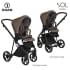 Детская коляска Roan Sol Кожа 3 в 1 с автокреслом Tutis Elo Lux EduSky Black RSL/2025 Camel/Black/руч.Тем.коричневый
