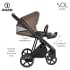 Детская коляска Roan Sol Кожа 3 в 1 с автокреслом Tutis Elo Lux EduSky Black RSL/2025 Camel/Black/руч.Тем.коричневый