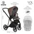 Детская коляска Roan Sol Кожа 3 в 1 с автокреслом Tutis Elo Lux EduSky Black RSL/2025 Camel/Black/руч.Тем.коричневый