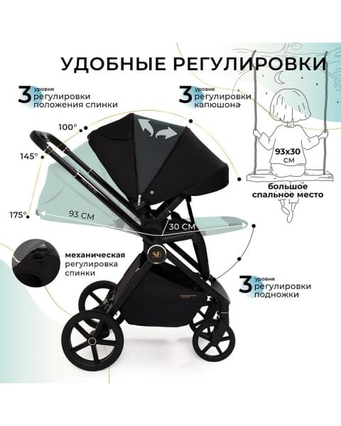 Детская коляска Sweet Baby Stella Plus Therma 2 в 1 427414 Black