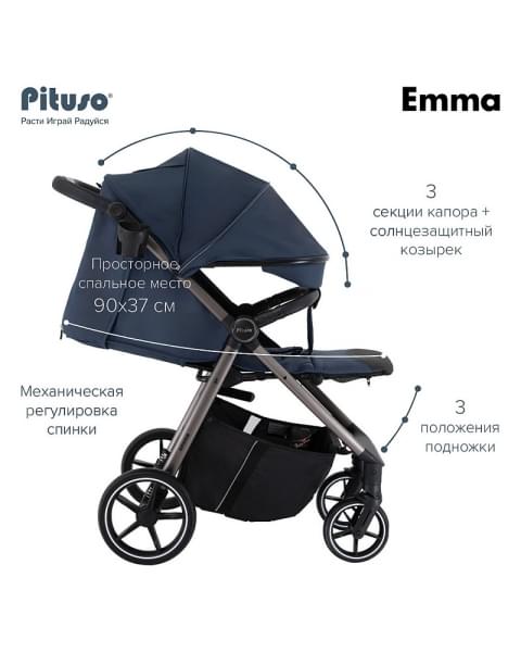 Детская прогулочная коляска Pituso Emma Navy Blue/Темно-Синий