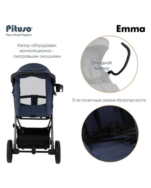 Детская прогулочная коляска Pituso Emma Navy Blue/Темно-Синий