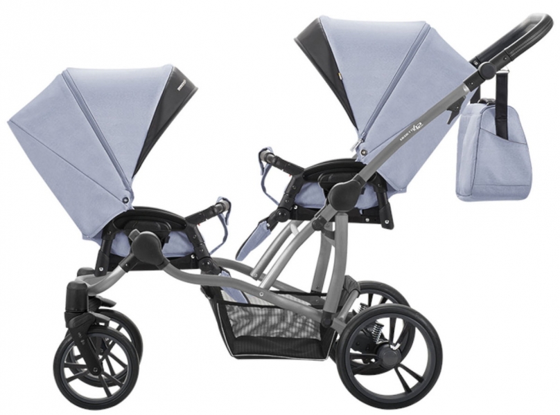 Детская прогулочная коляска для двойни Bebetto 42 Sport Сomfort 02 джинс серая рама