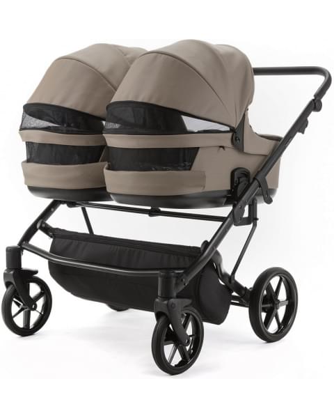 Детская коляска для двойни Adamex Leo Duo Deluxe 2 в 1 DUO-SA9 (Т.БЕЖЕВАЯ КОЖА)