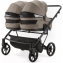 Детская коляска для двойни Adamex Leo Duo Deluxe 2 в 1 DUO-SA9 (Т.БЕЖЕВАЯ КОЖА)