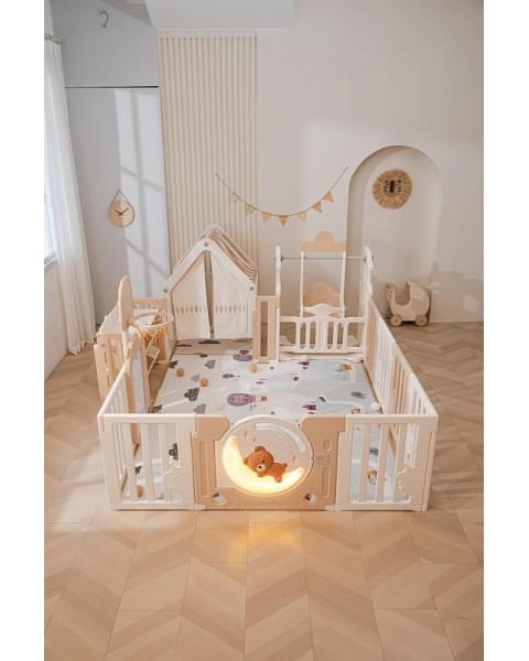 Манеж UNIX Kids DeLuxe House&Storage Camel, 150 x 180 см с игровыми аксессуарами