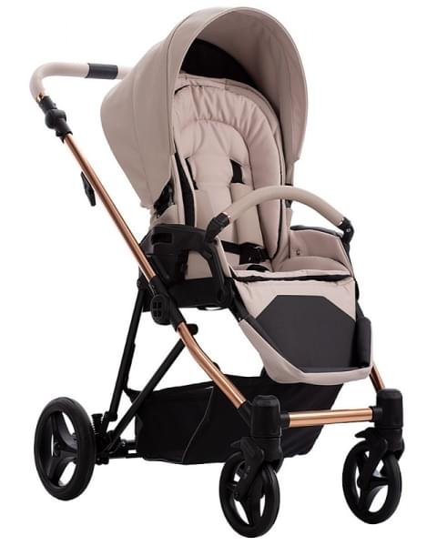 Детская коляска Bebetto Yoddi Premium Class 2 в 1 01 бежевая кожа рама бронза