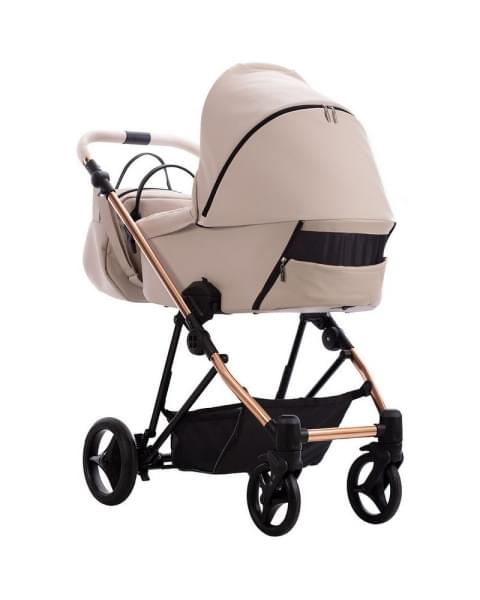 Детская коляска Bebetto Yoddi Premium Class 2 в 1 01 бежевая кожа рама бронза