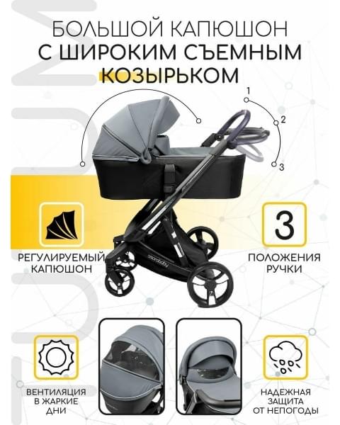 Коляска 2 в 1 AmaroBaby Tutum, Grey (Серый)