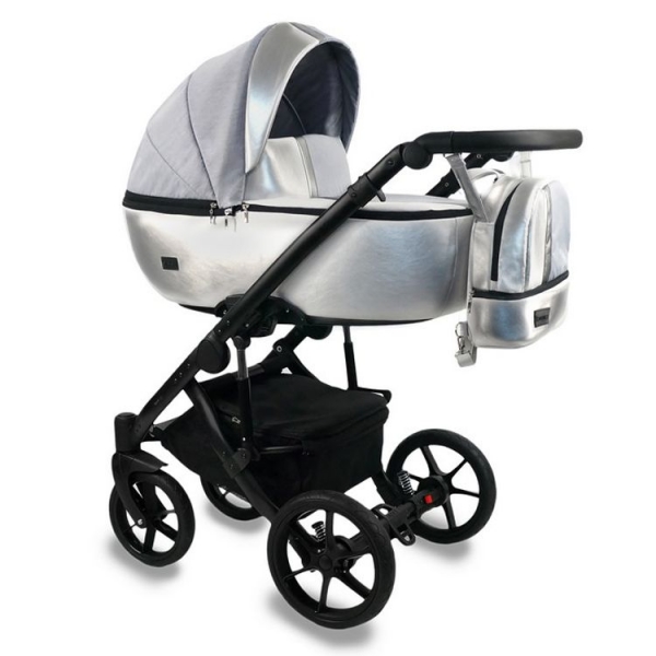 Детская коляска 2 в 1 Bexa Air, 09 (Белая кожа + Светло-серый)