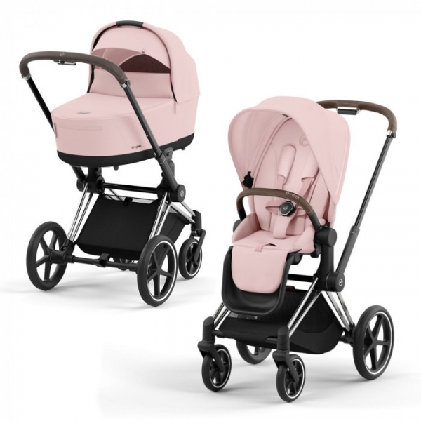 Коляска 2 в 1 Cybex Priam IV Platinum Collection шасси Chrome Brown, Peach Pink (Розовый)