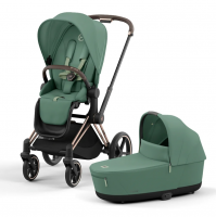 Коляска 2 в 1 Cybex Priam IV шасси Rose Gold, Leaf Green (Зеленый)