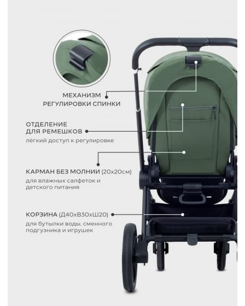 Коляска 2 в 1 Mowbaby Zoom PU Olive