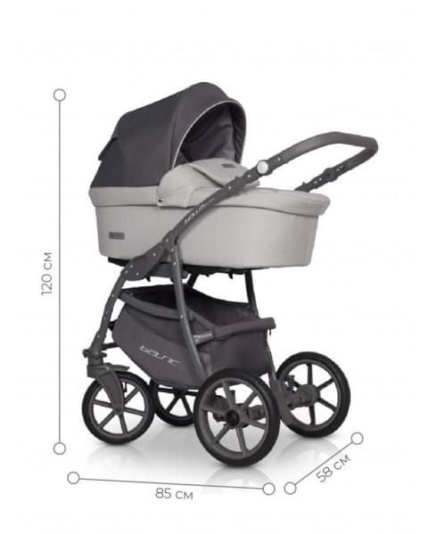 Коляска 2 в 1 Riko Basic Bella Pastel, 01 (Серый)