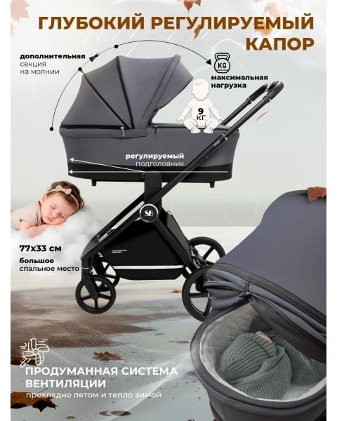 Коляска 2 в 1 Sweet Baby Stella Dark Grey