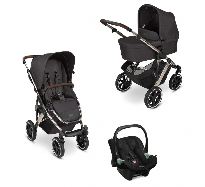 Коляска 3 в 1 ABC-Design Salsa 4 Air 2023, Dolphin / Автокресло Champagne (Черный / Черный)