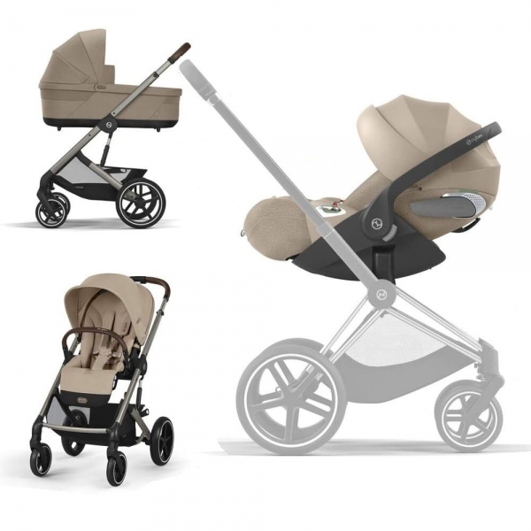 Коляска 3 в 1 Cybex Balios S Lux 2025 цвет Almond Beige + Автокресло Cloud T Plus цвет Cozy Beige