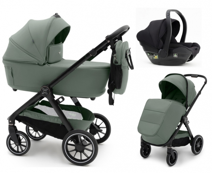 Коляска Agex Prima Pro 3 в 1 с автокреслом i-Team Black APF664 Green (Зеленый)