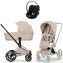Коляска 3 в 1 Cybex Priam V Rosegold Style Cozy Beige + Cloud G3 Magic Black