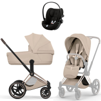 Коляска 3 в 1 Cybex Priam V Rosegold Style Cozy Beige + Cloud G3 Magic Black