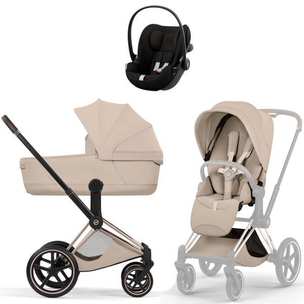 Коляска 3 в 1 Cybex Priam V Rosegold Style Cozy Beige + Cloud G3 Magic Black