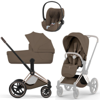 Коляска 3 в 1 Cybex Priam V Rosegold Style Coconut Brown + Cloud T Coconut Brown Plus