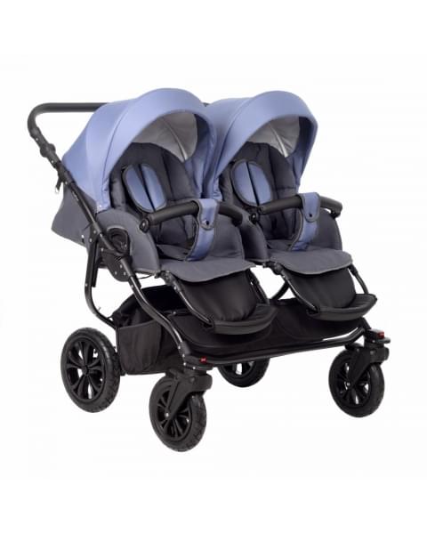 Коляска для двойни 2 в 1 Indigo Charlotte Sity Duo, Cs 06 (Темно-серый + Сине-серый)