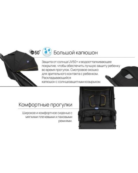 Коляска прогулочная Chicco Glee, Playful Black (Черный / Принт)