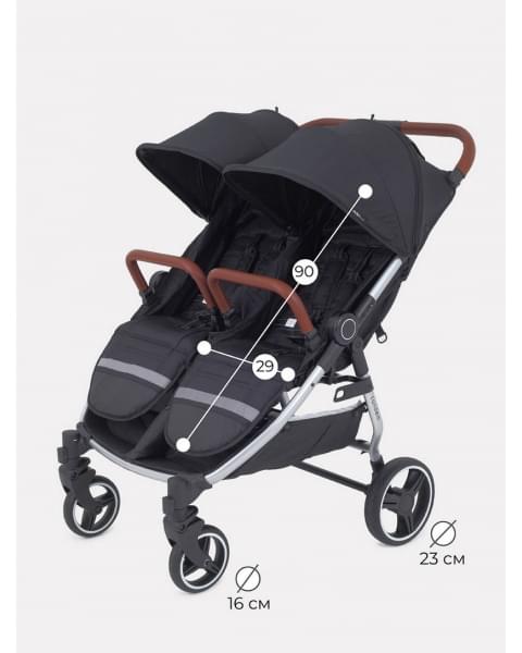 Коляска прогулочная для двойни Mowbaby Tandem Black