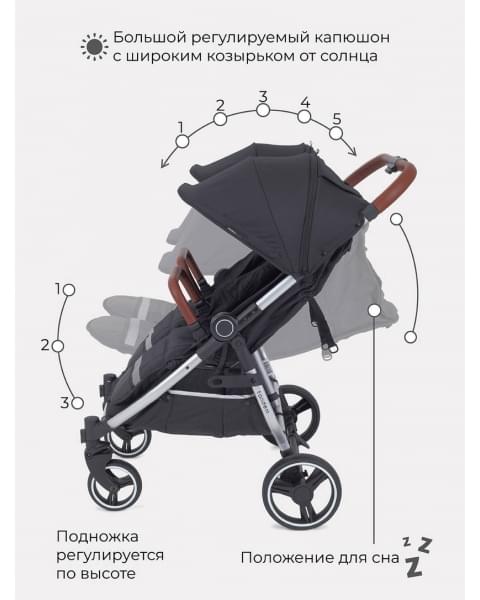 Коляска прогулочная для двойни Mowbaby Tandem Black