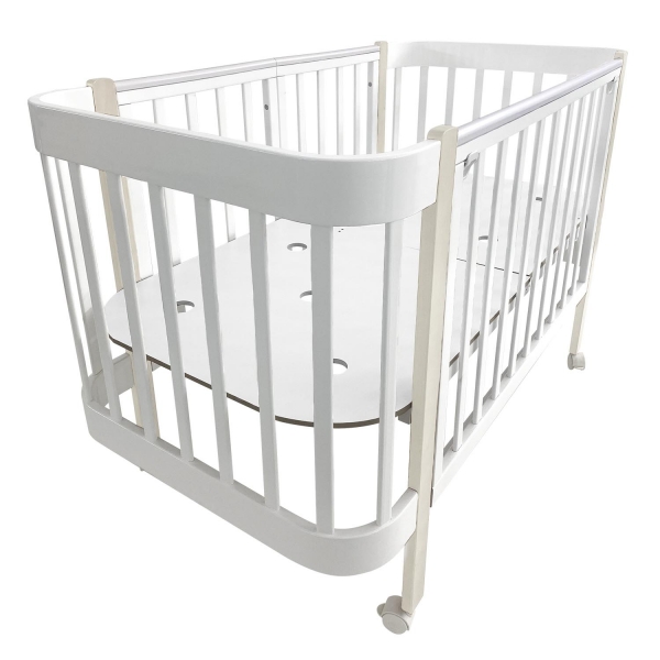 Кровать детская Indigo Italiano Baby продольный маятник на колесах белый-кашемир