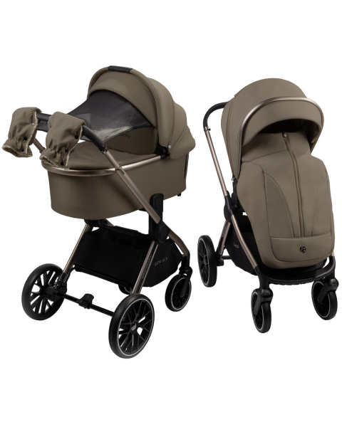 Детская коляска AmaroBaby Genius 3 в 1 с автокреслом Rant Miro коричневый
