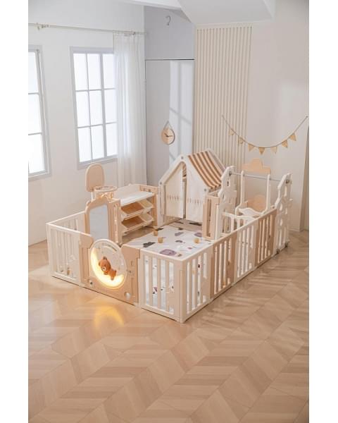 Манеж UNIX Kids DeLuxe House&Storage Camel, 150 x 180 см с игровыми аксессуарами