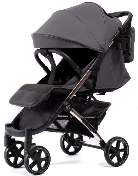 Прогулочная коляска Peppy Polo 2.0 Steel grey хром рама, сумка