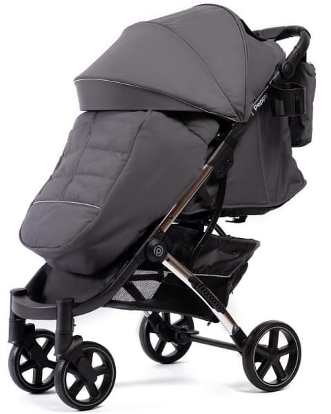 Прогулочная коляска Peppy Polo 2.0 Steel grey хром рама, сумка