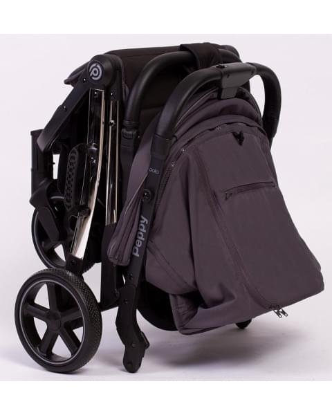 Прогулочная коляска Peppy Polo 2.0 Steel grey хром рама, сумка