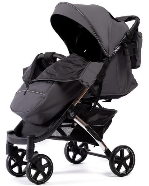 Прогулочная коляска Peppy Polo 2.0 Steel grey хром рама, сумка