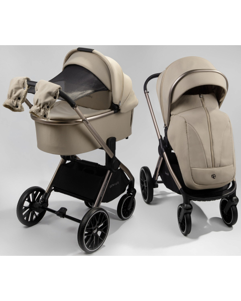 Детская коляска AmaroBaby Genius 3 в 1 с автокреслом Rant Miro бежевый