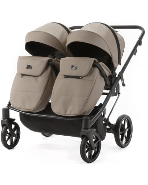 Детская коляска для двойни Adamex Leo Duo Deluxe 2 в 1 DUO-SA9 (Т.БЕЖЕВАЯ КОЖА)