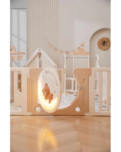 Манеж UNIX Kids DeLuxe House&Storage Camel, 150 x 180 см с игровыми аксессуарами