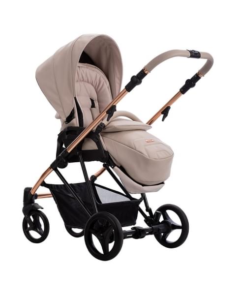 Детская коляска Bebetto Yoddi Premium Class 2 в 1 01 бежевая кожа рама бронза
