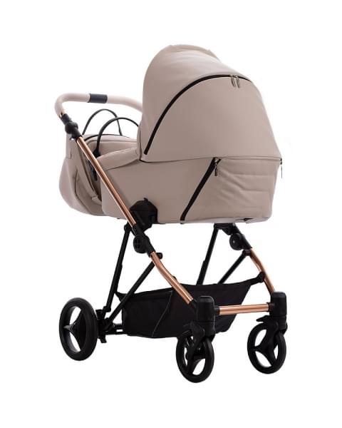 Детская коляска Bebetto Yoddi Premium Class 2 в 1 01 бежевая кожа рама бронза