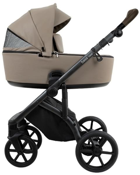 Детская коляска Roan Bass Next Кожа 2.0 3 в 1 с автокреслом Tutis Elo Lux EduSky Black BNL/71/2 Cappucino/Black/ руч.Коричневый