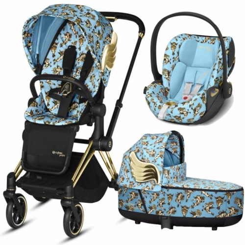 Коляска 3 в 1 Cybex Priam III Jeremy Scott Cherubs, FE JS Cherubs Blue (Голубой с рисунком)